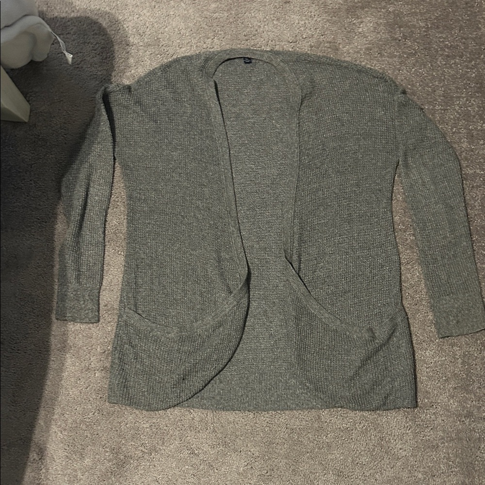 American Eagle Outfitters Women's Heather Gray Waffel Cardigan